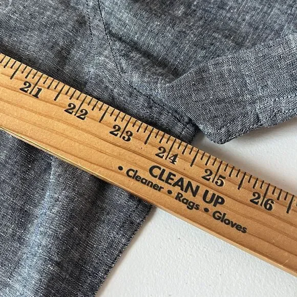 Perry Ellis Shirt Mens XL Blue Dark Sapphire Linen Blend Short Sleeve Button Up - Picture 10 of 12